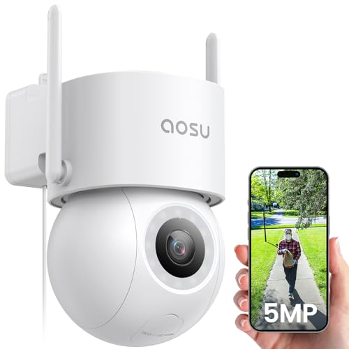 aosu 3K 5MP Camera Surveillance WiFi Extérieure Filaire 360°PTZ Caméra IP Exterieur WiFi 2.4GHz