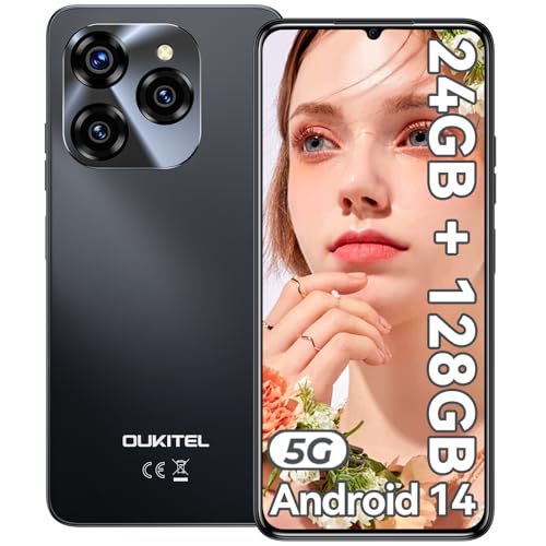 OUKITEL C50 5G Telefonos Moviles Libres Telefono Movil Android 14 Smartphone 24GB +128GB/1TB Pantalla Grande Movil 5G 6.8" HD 5150mAh Cámara 50MP Smartphone Dual 5G SIM Face ID/Fingerprint/GPS/OTG
