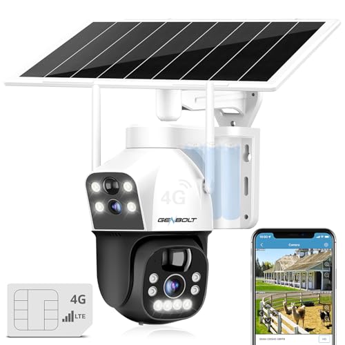 GENBOLT 3G/4G LTE Solar Cámara Vigilancia Exterior con Sim Inalámbrica 2.5K