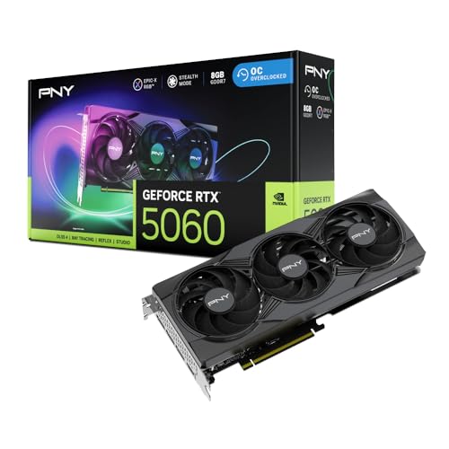 PNY Tarjeta Gráfica GEFORCE RTX™ 5060 8GB ARGB Overclocked Triple Fan DLSS 4