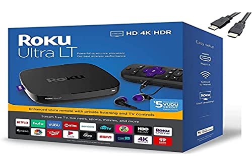 Roku Reproductor multimedia Ultra LT Streaming 4K/HD/HDR con cable HDMI 4K