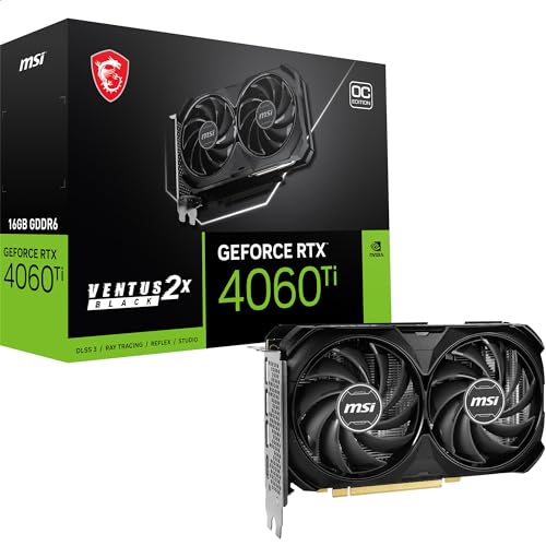 MSI GeForce RTX 4060 Ti VENTUS 2X BLACK 16G OC Tarjeta Gráfica