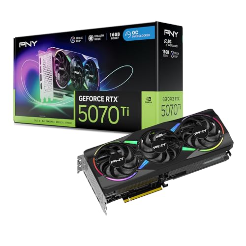 PNY Tarjeta Gráfica GeForce RTX™ 5070Ti 16GB ARGB OC DLSS 4 Triple Ventilador