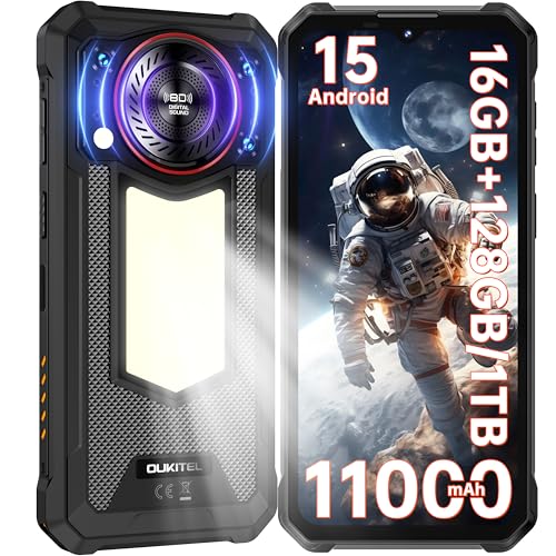 OUKITEL WP53S Movil Indestructible Móvil Irrompible Móvil Rugerizado 11000mAh Movil Resistente 16GB+128GB/TF 1TB 6.52"HD Android 15 Movil Todoterreno 13MP 128dB Altavoz Luz de Camping Dual 4G SIM/NFC