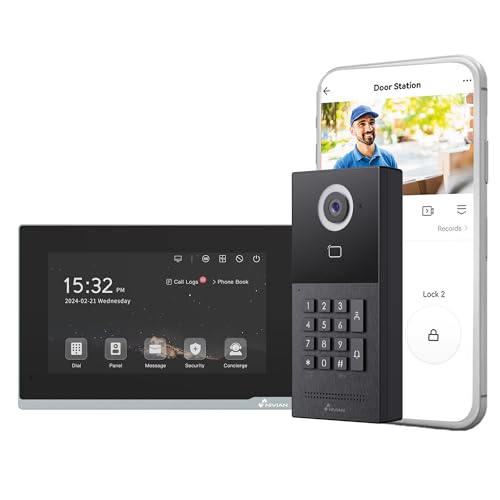 NIVIAN Videoportero Inteligente WiFi Full HD para Exterior con Monitor Táctil y Teclado de Acceso