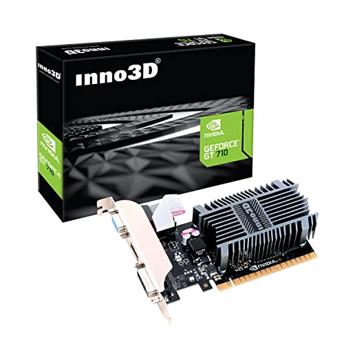 Inno 3D Nvidia GeForce GT 710 2 GB DDR3 LP Perfil bajo Tarjeta gráfica HDMI DVI VGA Ranura única