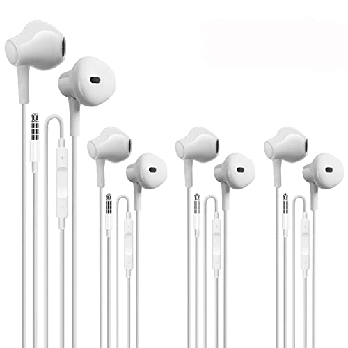 4 Pack Auriculares con Cable con Micrófono y Control de Volumen