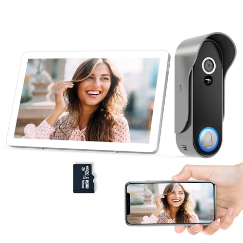 SIMBAILAI Wifi Pantalla táctil de 8 pulgadas HD 1080p Ultrafino Inalámbrico Videoportero Timbre Video Interfono