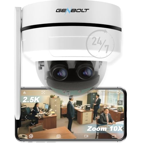 Genbolt 2.5k PTZ Cámara de Seguridad WiFi DC & PoE en Interiores y al Aire Libre