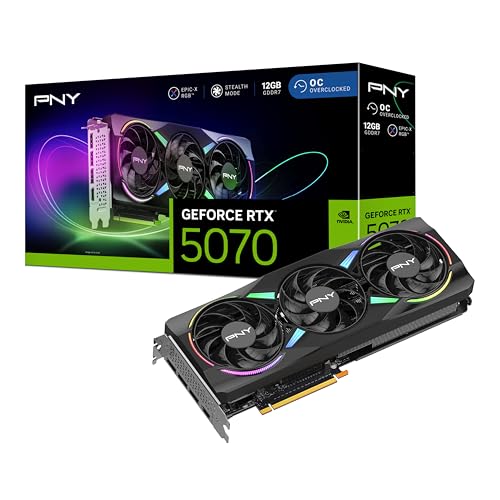 PNY Tarjeta Gráfica GeForce RTX™ 5070 12GB ARGB OC DLSS 4 Triple Ventilador