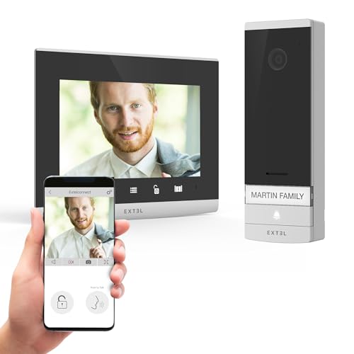 EXTEL Videoportero con Cable Conectado Ultra Plano fácil de Instalar Conectado Smartphone o Desde su Monitor de 7 Pulgadas