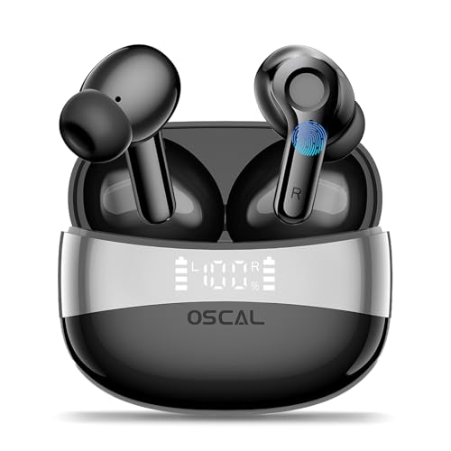 OSCAL Auriculares Inalambricos Bluetooth 5.4 Cancelación de Ruido 40H Playtime Cascos Inalambricos IPX7 Impermeables Mini Carga Portátil Sonido Hi-Fi Ultra Ligeros Intraurales Deportivos