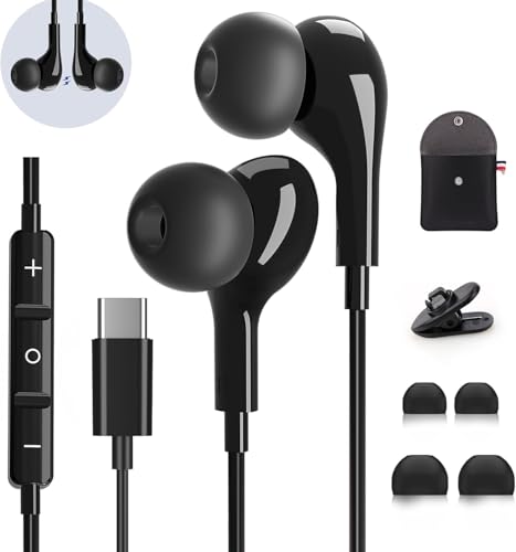 Auriculares USB C con Cable Tipo C para Samsung Galaxy S25 S24 S23 Ultra S22 A55 A35 A54 A53 5G In-Ear Auriculares Tipo C con Micrófono Control del Volumen