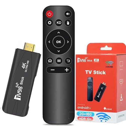Android TV Stick 4K DDR4 2GB RAM 16GB ROM H313 Quad-Core 64bit WiFi5 Dual 2.4G/5G WiFi HDR10+ HD Smart TV Stick Box