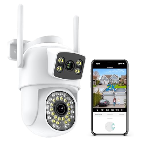 ANBIUX 2K/6MP Camara Vigilancia WiFi Exterior con Doble Lente