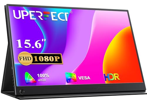 UPERFECT Monitor portátil 15.6 Pulgadas 1920 x 1080 Full HD IPS Pantalla Mate Eye-Care con HDMI USB C para Laptop PC Macboo Teléfono Móvil PS4/5 Switch con Cover Protettiva