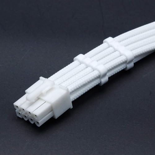 Shakmods Cable de extensión ATX de CPU de 8 pines con conector blanco y 2 peines blancos de 30 cm