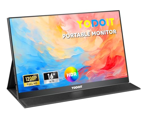 Yodoit Monitor Portátil Pantalla Portatil de 16 Pulgadas IPS 1920x1200 100% sRGB USB Type-C de Computadora