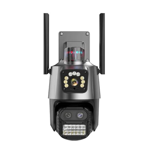 FPHADO CáMara PTZ para Exteriores 9MP 4K HD Zoom HíBrido 8X Lente Triple Pantalla Dual WiFi CáMara IP Alarma Vigilancia CCTV Enchufe Europeo