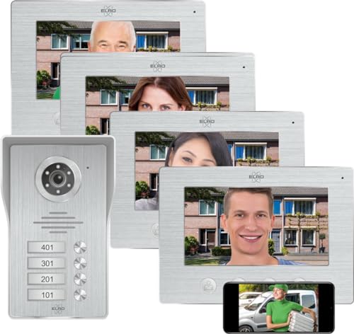 ELRO DV4000IP-4 Kit de Videoportero IP WiFi │ 4 Apartamentos │ Cámara 1080P Full HD con visión Nocturna │ Cable de 4 Hilos │ 16 Tonos de Llamada