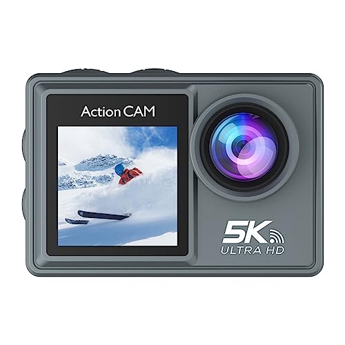 Sctecoau CáMara de AccióN 5K 30FPS con CáMara de EstabilizacióN de Imagen ElectróNica con Control Remoto WiFi para Deportes de Buceo Al Aire Libre