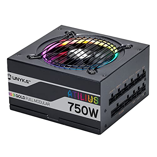 UNYKAch Fuente de Alimentación ATX ATILIUS 750W Black Full Modular con Iluminación RGB